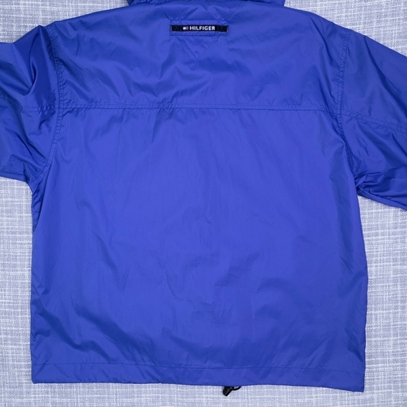 Tommy Hilfiger Windbreaker Black Logo Clear Zip Royal Blue Relaxed Fit Men's S - Picture 11 of 13